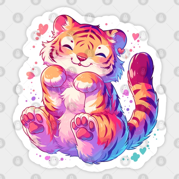 Happy young tiger with vivid colors Sticker by etherElric